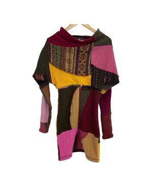 Myko Anna designer tunic dress eco fashion chic recycled patchwork wool blend 1